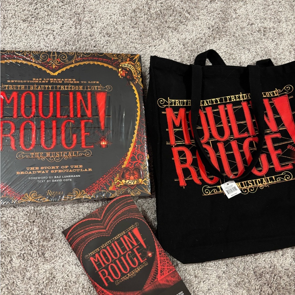 Moulin Rouge! The Musical Tote Bag, program and book.